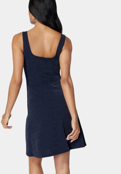 Bebe Square Neck Flare Dress In Navy