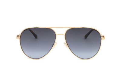Shop Jimmy Choo Eyewear Pilot Frame Sunglasses In Gold