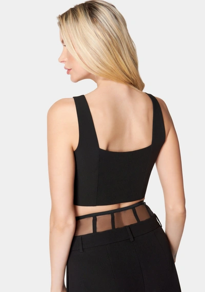 Bebe Hook & Eye Front Bustier Top In Black