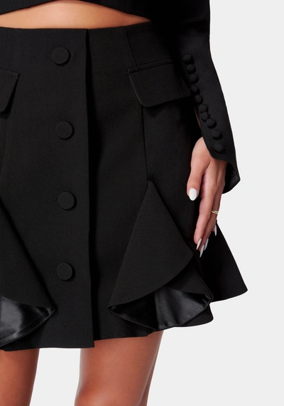 Bebe Tailored Flounce Mini Skirt In Black