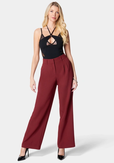 Bebe High Waist Tailored Wide Leg Pant In Cabernet