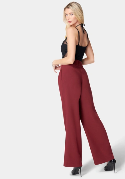 Bebe High Waist Tailored Wide Leg Pant In Cabernet