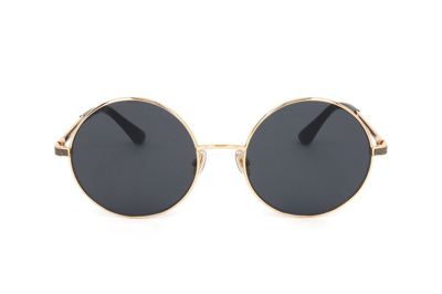 Shop Jimmy Choo Eyewear Round Frame Sunglasses In Gold