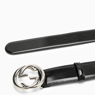 Gucci Gg Black Leather Belt Women In Black