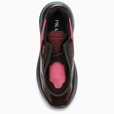 Shop Prada Systeme Two-tone Leather Trainer Men In Black