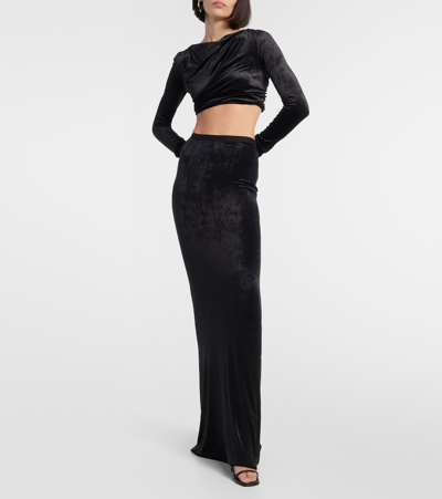 Rick Owens Lilies Jersey Maxi Skirt In Black