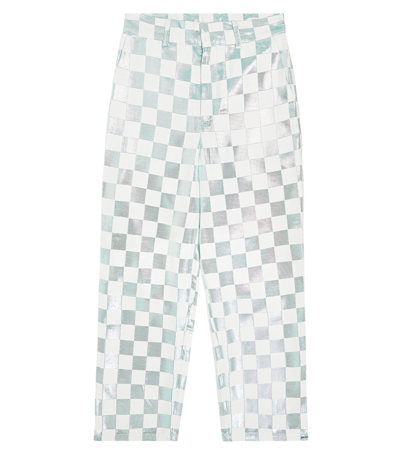 Caroline Bosmans Checkerboard Metallic Pants In Metallic