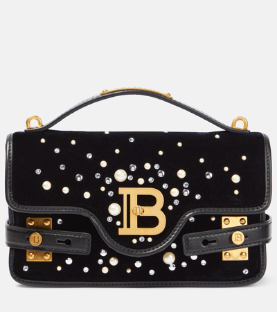 Shop Balmain B-buzz 24 Embellished Shoulder Bag In Black