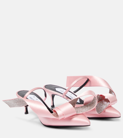 Shop Area X Sergio Rossi Marquise Crystal-embellished Mules In Pink