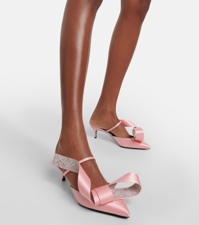 Shop Area X Sergio Rossi Marquise Crystal-embellished Mules In Pink