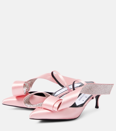 Shop Area X Sergio Rossi Marquise Crystal-embellished Mules In Pink