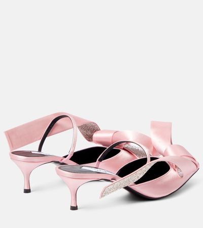 Shop Area X Sergio Rossi Marquise Crystal-embellished Mules In Pink