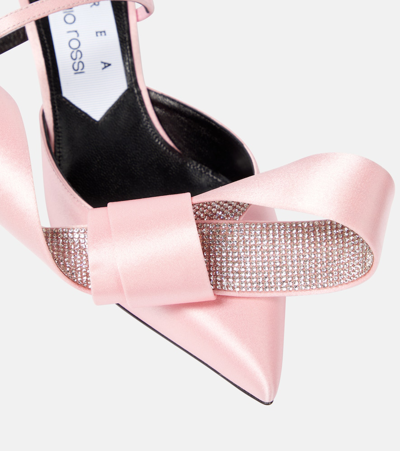 Shop Area X Sergio Rossi Marquise Crystal-embellished Mules In Pink