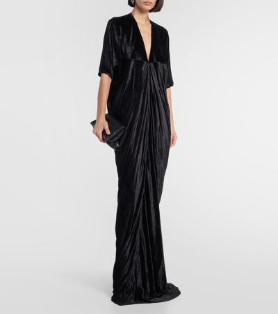 Shop Rick Owens Lilies Draped Jersey Maxi Dress In Black