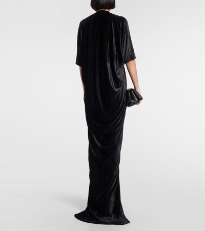 Shop Rick Owens Lilies Draped Jersey Maxi Dress In Black