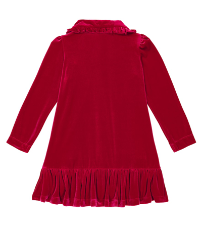 Shop Monnalisa Ruffled Velvet Dress In Red
