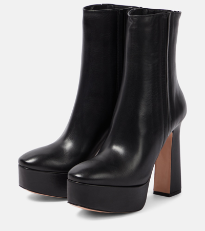 Shop Aquazzura Groove Leather Platform Ankle Boots In Black