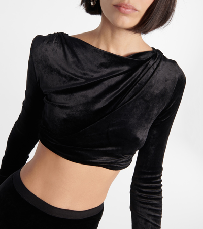 Shop Rick Owens Lilies Jersey Cropped Top In Black