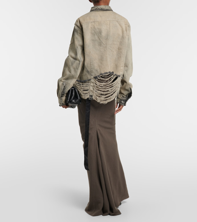 Rick Owens Drkshdw Cropped Denim Shirt Jacket In Blue