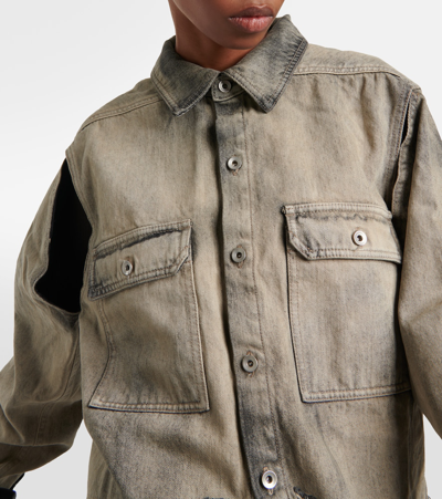 Rick Owens Drkshdw Cropped Denim Shirt Jacket In Blue