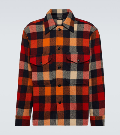 Shop Rrl Checked Wool Flannel Overshirt In Multicoloured