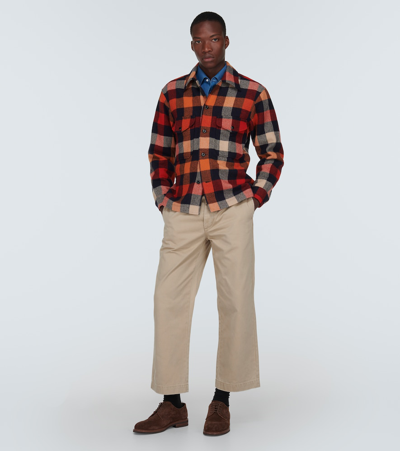 Shop Rrl Checked Wool Flannel Overshirt In Multicoloured