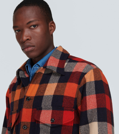 Shop Rrl Checked Wool Flannel Overshirt In Multicoloured