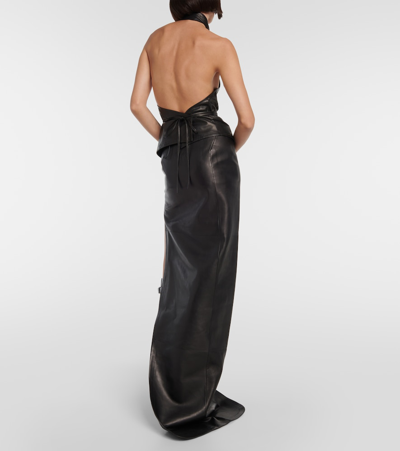 Ann Demeulemeester Leather Halter Top In Black
