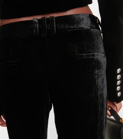 Balmain Cropped Velvet Pants In Black