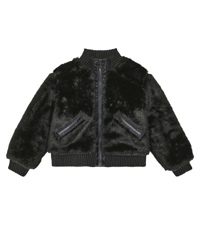 Dolce & Gabbana Faux-fur Mock-neck Jacket In Black