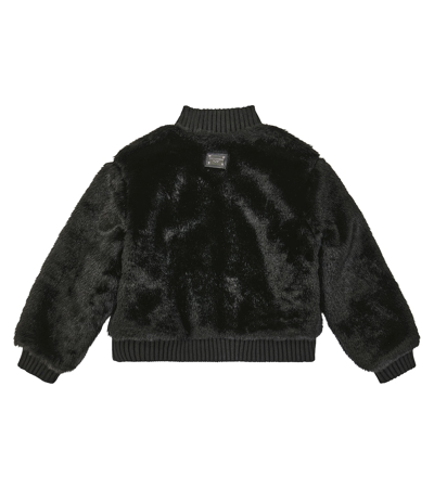 Shop Dolce & Gabbana Faux Fur Bomber Jacket In Black