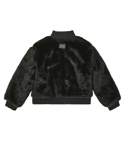 Dolce & Gabbana Faux-fur Mock-neck Jacket In Black
