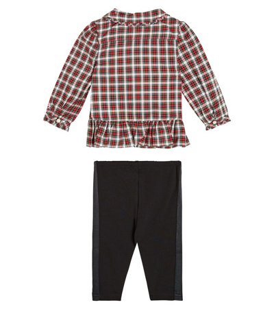 Shop Polo Ralph Lauren Baby Cotton Shirt And Leggings Set In Multicoloured