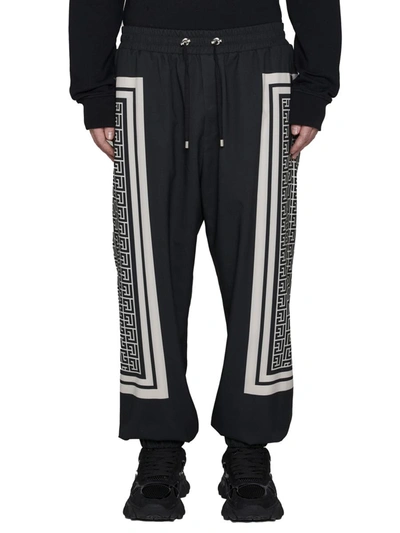 Shop Balmain Trousers In Noir/ivoire/noir