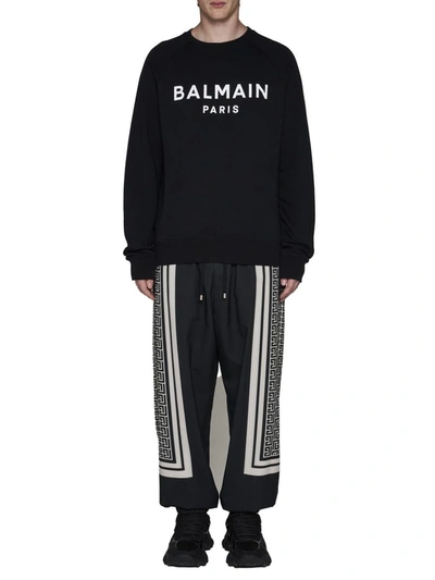 Shop Balmain Trousers In Noir/ivoire/noir