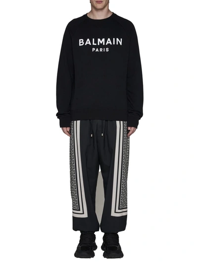 Balmain Monogram Joggers In Noir/ivoire/noir