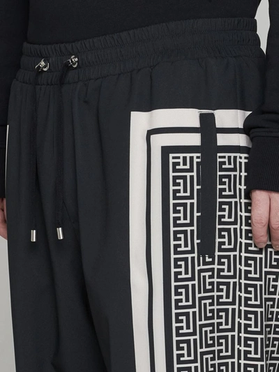 Balmain Monogram Joggers In Noir/ivoire/noir