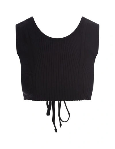 Shop Barrow Ribbed Crop Top With Back Fastening In Black