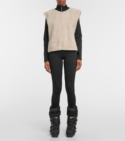 Jet Set Sleeveless Shearling Vest In Neutrals