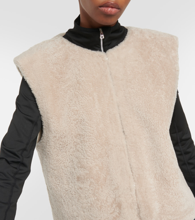 Shop Jet Set Sleeveless Shearling Vest In Neutrals