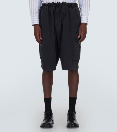 Shop Acne Studios Ripstop Cotton Cargo Shorts In Black
