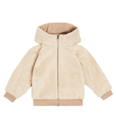 Il Gufo Reversible Cotton Hoodie In Beige