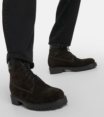 Shop Totême Husky Leather Ankle Boots In Brown