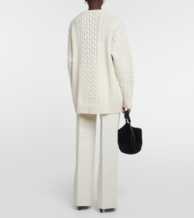 Shop Totême Oversized Cable-knit Wool Sweater In Neutrals