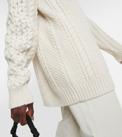 Shop Totême Oversized Cable-knit Wool Sweater In Neutrals