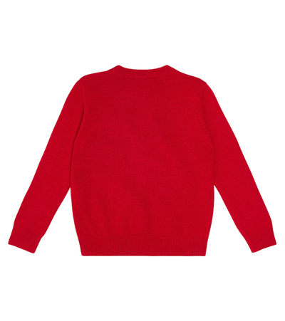 Shop Il Gufo Embroidered Virgin Wool Sweater In Red