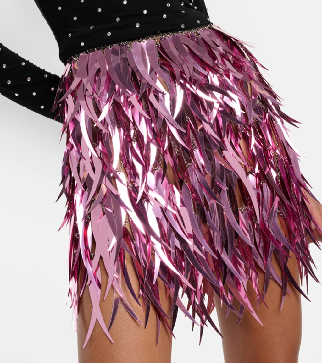 スカート PACO RABANNE Pink llic Feathers Mini Skirt Rabanne Metallic Feathers Mini Skirt In Pink | ModeSens