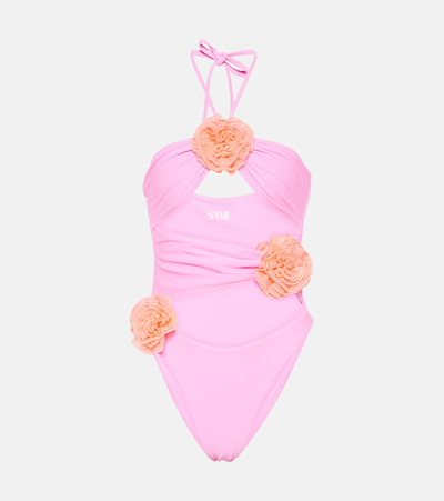 Shop Same Rose Cutout Swimsuit In Pink