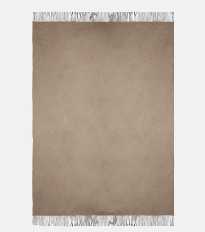 Brunello Cucinelli Fringed Silk Blanket In Grey