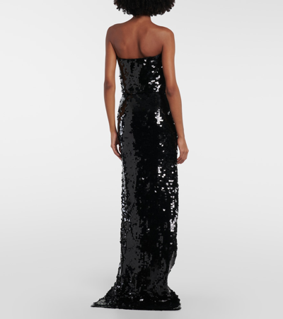 Shop Emilia Wickstead Josiah Strapless Sequin Gown In Black